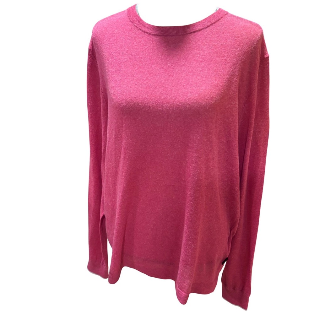 BOSS Hugo‎ Boss Pink Grey Edging Crew Neck Sweater Long Sleeve Women Lg